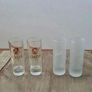𝅺SHOT GLASSES TALL KHOR AND STOLI